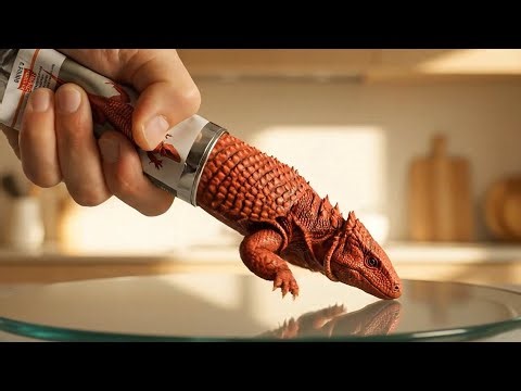 Huge LIZARDS and CRITTERS squeezed out of a tube like jelly / fantastic ASMR AI