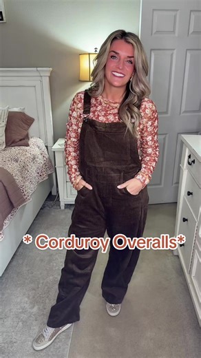 Brown corduroy overalls are a staple—period 🤎 Relaxed fit, effortless style, and easy to dress up or down. Pairing them with a fitted long sleeve is the key to keeping the look polished while staying comfortable. This is how you do casual without looking basic. #overalls #overallsoutfits #overalloutfit #corduroy #womenover30