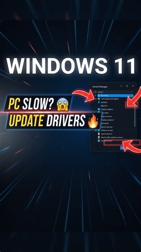 Windows 11 Slow Fix 🔥 Driver Update Setting That Boosts Speed (2025) #shorts