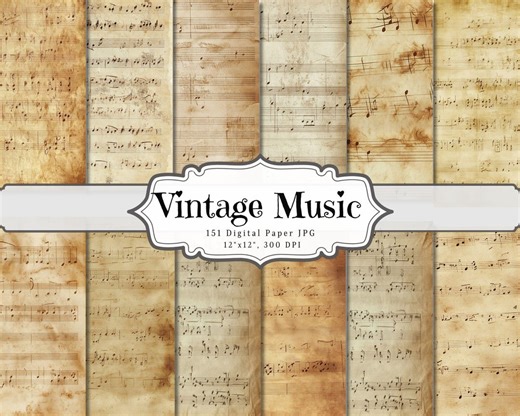 150+ Vintage Music Sheet Digital Paper Bundle, Antique Musical Notes Background, Old Sheet Music Ephemera Pack for Junk Journal Scrapbook - Etsy