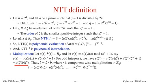 V4a The Dilithium Number-Theoretic Transform (NTT) (Kyber and Dilithium short co