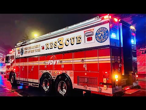 FDNY RESCUE 3 FDNY SQUAD 61 RESPONDING ON KINGSBRIDGE AVENUE IN FORDHAM HEIGHTS, DA BRONX, NEW YORK