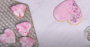 Beautiful Valentine's Day Marbled Heart Cookies