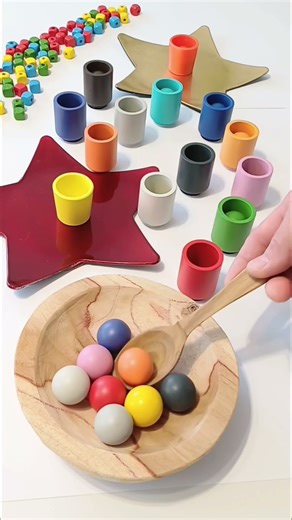 Reset Your Brain - Wooden Balls and Cups Asmr Color Sorting Video #shorts #art #brainpower