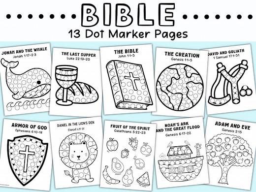 Bible Dot Marker Art, Church Sunday School Do A Dot Coloring Pages, Christian Church Activity, Toddler Prayer Craft, Children’s Bible Verse - Etsy