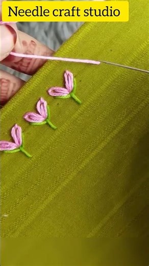 beutiful border design#embroidery#border#embroidered#tulip#art#yt#ytshorts#stitching