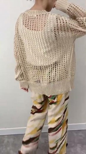 【シルエット】メッシュ編みカーディガン