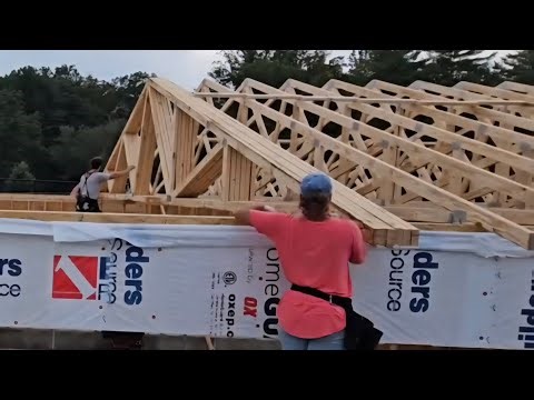 Garage Build - 5 - Setting And Securing Trusses
