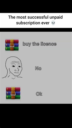 The most successful unpaid subscription ever 💀 #developer #memes #tech #funny #programming #winrar