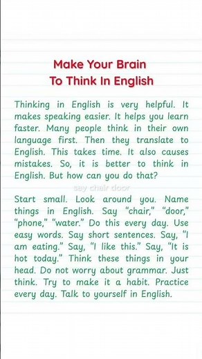 Make Your Brain to Think in English