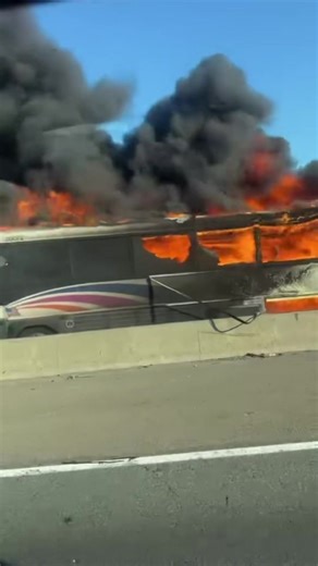 UPDATE: A tire blowout sparked a fire that engulfed a New Jersey Transit bus on the Turnpike in Newark on Tuesday. A spokesperson for NJT told News 12 the bus from Bridgewater to NYC had about 25 customers that exited the bus without injury.