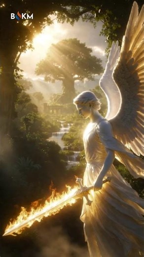 The Cherubim Guarding Eden 🔥 | Genesis 3:24 #gardenofeden #angel #gaurdian #bible #christianshorts