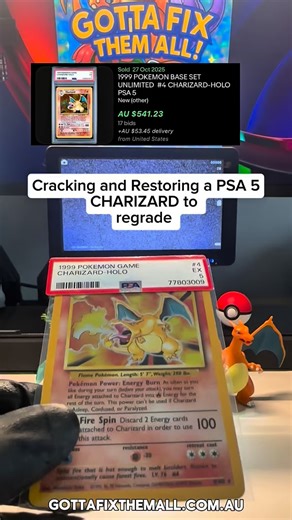 Gotta Fix Them All | Professional Card Restorations on Instagram: "What will this Unlimited Charizard grade now @gottafixthemall has restored it! #pokemontcg #pokemoncards #pokemoncommunity #gottafixthemall #pokemon"