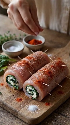 Spinach & Feta Stuffed Chicken Breast 🍗 | Juicy Roll with a Spiral #shorts