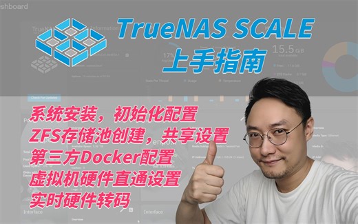 【司波图】TrueNAS SCALE阶段性上手指南——ZFS设置，Docker设置，硬件直通-霄动-服务器-哔哩哔哩视频