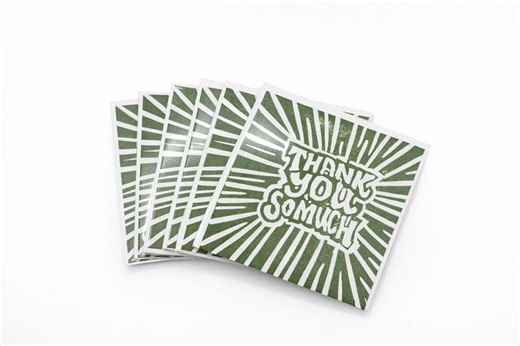 Hand Stamped Thank You Card - Original Linocut Art, 3x3 Note Card - Etsy