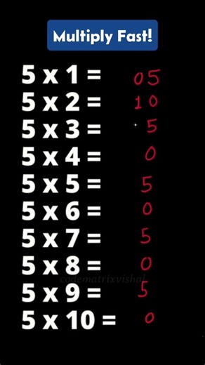 Multiply Fast Trick 🔥 Table of 5 Shortcut | Math Speed Trick 🚀 #maths #shorts #ytshorts #mathtrick