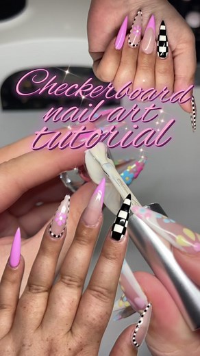Gel Checkerboard Nail Art Tutorial