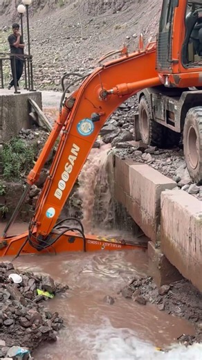 Excavator Opens BlockedCulvert* Road Culvert Cleared by Excavator