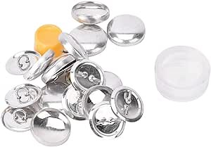 Joyzan Cover Button Kit, Covered Flat Back DIY Round Base Self Solid Fabric Cloth Pins Adjustable Refill Forms Replacement Buckle Making Tool Jeans Coat Single Hole Men Women Sewing Bag Diameter 20mm