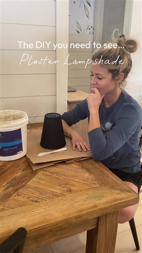 Pinterest told me that I can add plaster to literally anything and it will look more expensive. So a lampshade? Why not! Ok but seriously, I love working with plaster. I have used it on kitchen hoods, vases & pots. Fabric was new to me, and it actually worked! Plaster is basically ground up stone mixed with water to make a paste. It has the look and consistency of cream cheese. You can apply it with a trowel, palette knife or any flat tool. Because it’s made from stone, it hardens to stone givin