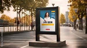 Advertising information boards on the side of the road