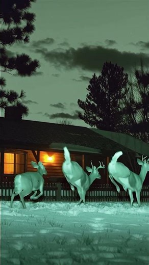 Night Vision Catches Deer Herd Sprinting Past House🫨