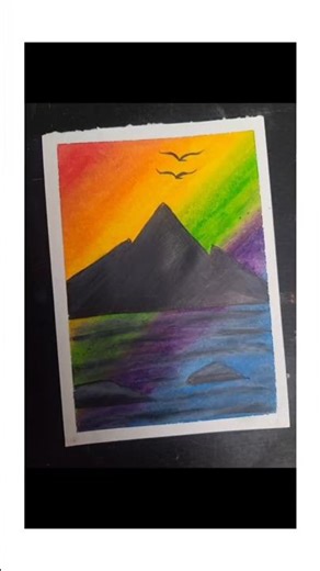Easy Rainbow 🌈 Scenery Tutorial//Rainbow Drawing with Oil Pastel