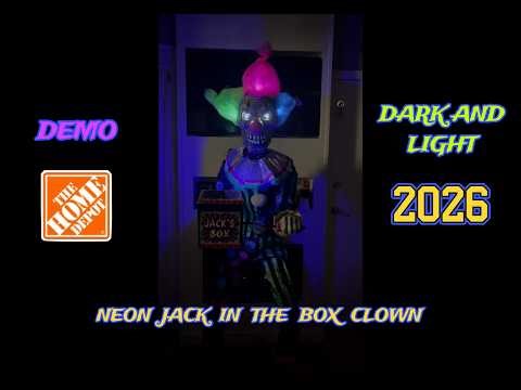 HALFWAY TO HALLOWEEN 2026 🎃 - NEON JACK IN THE BOX CLOWN 🤡 - HOME DEPOT - DEMO (light and dark)