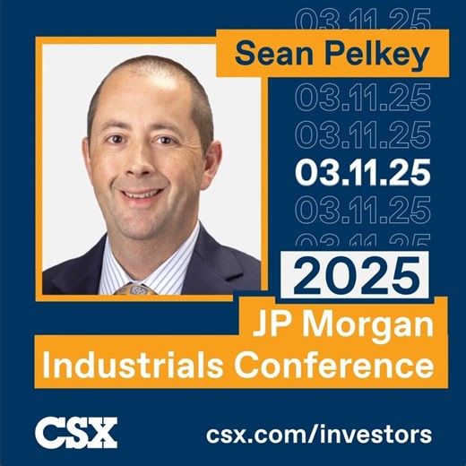 5.5K views · 37 reactions | CSX Executive Vice President and Chief Financial Officer Sean Pelkey will address the 2025 JP Morgan Industrials Conference in New York on Tuesday, March 11, at 7:30 a.m. ET. Watch it live via webcast at csx.com/investors. | CSX | Facebook