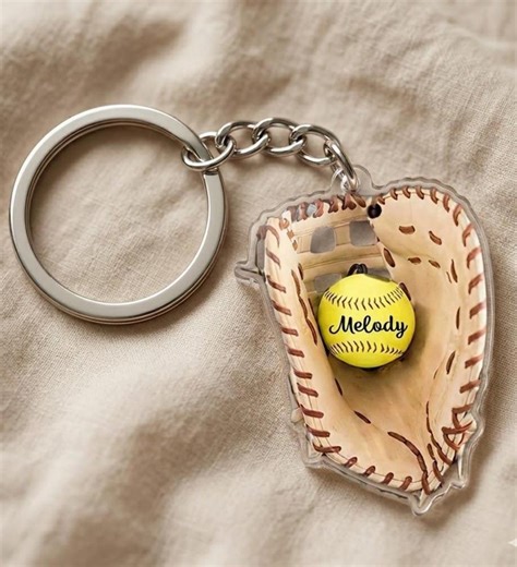Personalized Softball Glove Acrylic Keychain, Custom Softball Player Gift, Sports Fan Keyring, 2D Flat Acrylic Keychain - Etsy