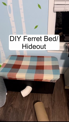 FerretTails on Instagram: "This DIY hideout/bed is a favorite at our house. It was quick, easy and inexpensive to make and has lasted for years. When I made it in 2019, I had no idea how much the ferrets would love it. At this point it’s a permanent part of the ferret room decor. To make the hideout, I used a large hard plastic storage tote, a piece of PVC pipe (elbow or straight), something sharp to cut a hole in the tote and some fleece. In the past I used a sheet or throw blanket for a top, b