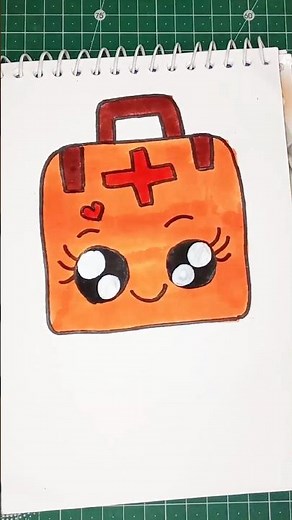cute easy first aid Box ⛑️ cartoon drawing. #shorts