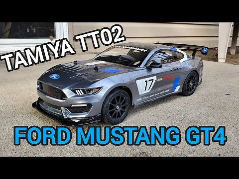 Tamiya TT02 Ford Mustang GT4. First Drive, Speed Test, and Review.