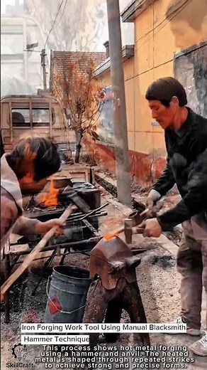 Iron Forging Work Tool Using Manual Blacksmith Hammer Technique #worktool