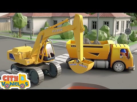 Railroad building-Construction vehicles Truck, ,bulldozer; dump truck and Excavator Truck for Kids