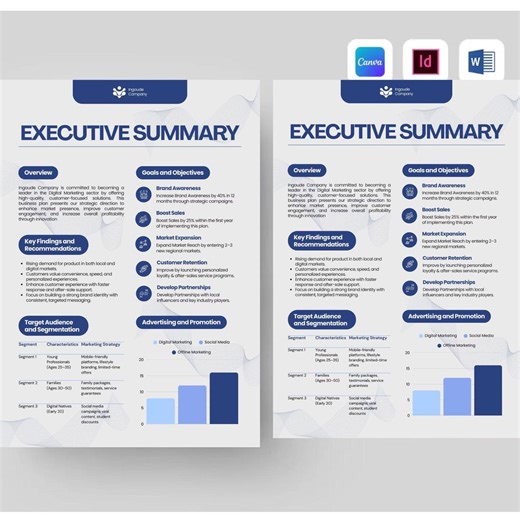 Executive Summary Template | Business One Pager (Canva, MS Word, InDesign)