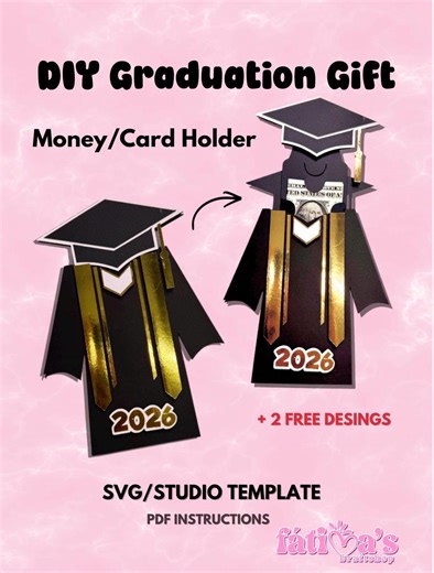 Graduation Money Card Holder SVG Template (2026), DIY Gown Pull-out Card File - Etsy UK