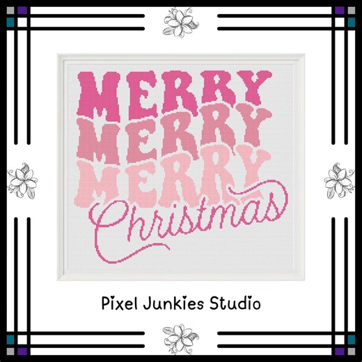 Merry Christmas Cross Stitch Pattern ** Digital & Printable ** PDF - Instant Download - Etsy Australia