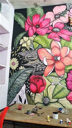 Wall Flower Mural + Graffiti | Stunning Room Makeover in 30 Sec!