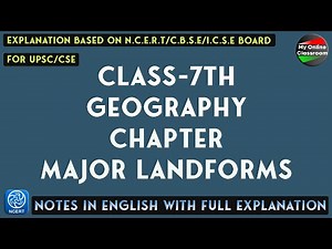 NOTES Of Class - 7th, Geography, (Major Landforms) with Full Explanation.