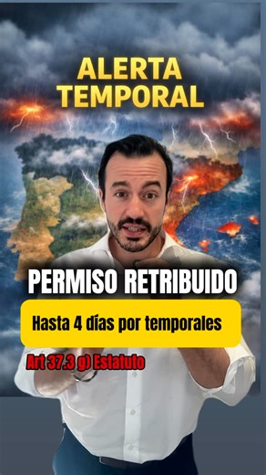 UN TÍO LEGAL⚖️| LABORAL_TIPS on Instagram: "⛈️ ALERTA TEMPORAL EN ESPAÑA No has podido ir a trabajar por el temporal y la empresa te dice que te quita el día. ❌ ERROR. Si el temporal hace imposible acudir al trabajo → estamos ante fuerza mayor → el día es retribuido. No vale “llovía un poco”. Sí vale: 🚧 carreteras cortadas 🚆 transporte suspendido ⚠️ alertas oficiales 📌 Avisa. Justifica. Guarda pruebas. Y si aun así te lo han descontado, no es mala suerte, es reclamable. 📩 Escríbeme y lo mira