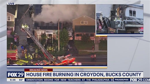 Crews battle house fire in Croydon