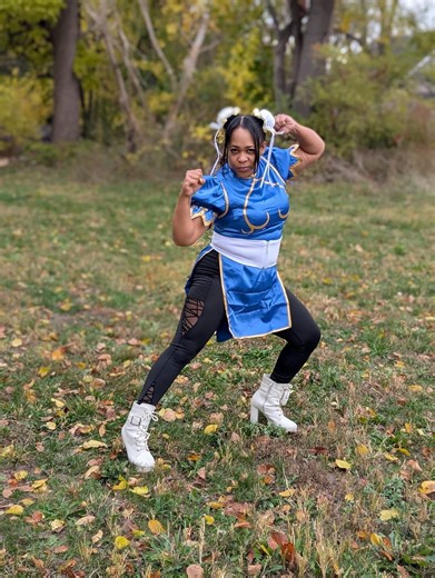 I'm luvin my new costume. Chun-Li from street fighter was always one of my faves. It's so awesome I get to dress the part and give y'all a lil action with it too. I hope y'all enjoy #halloween2025 #chunli #cosplay | T.J. Norwood