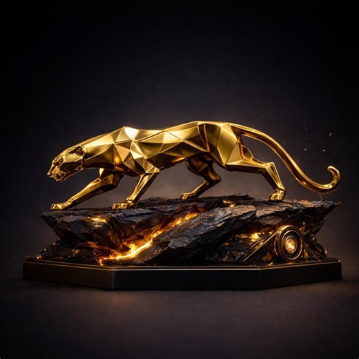 Golden Geometric Panther Sculpture 3D Model TL (digital Download) - Etsy