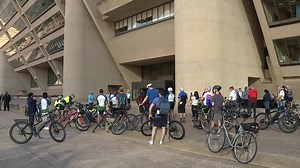 Dallas City Council members bike to city hall as they work on city's new bike plan