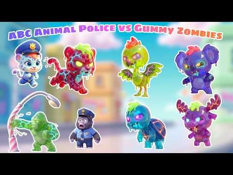 Animals vs Gummy Zombie Monsters! 🧟‍♂️🍭 ABC Song for Kids (A–Z Animal Police)