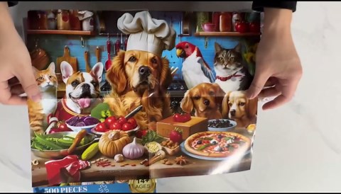 500 Piece Puzzles for Adults, Funny Puppy Animal Jigsaw Puzzles, Food Kitchen Jigsaw Puzzle, Animal Pet Lover Challenging Puzzles for Friends Family Activity Game Nights Gifts, 20.5×15 in