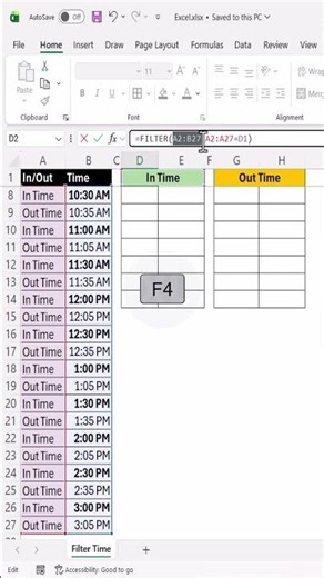 One Click Timesheet Filter in Excel #excelshortcuts #excelforbeginners #spreadsheetmagic #exceltips