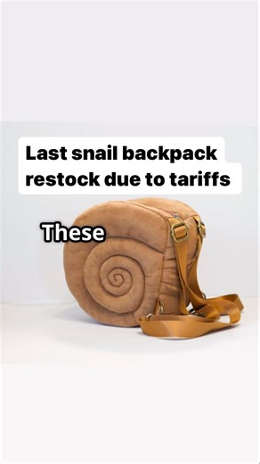 Anne Rea on Instagram: "These snail shell backpacks may never be restocked because of the tariffs The original product design was by me, along with the sewing/construction pattern. For a few years I was the only one who sewed the backpacks. I sent my pattern and instructions overseas to a producer in China Unfortunately I wasn’t able to find a bulk supplier/manufacturer in the USA that was interested in my specialized design, and offered small minimum order quantities. What I have in my Etsy sho